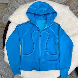 Blue Scuba Hoodie with Embroidery